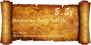 Becherer Szólát névjegykártya